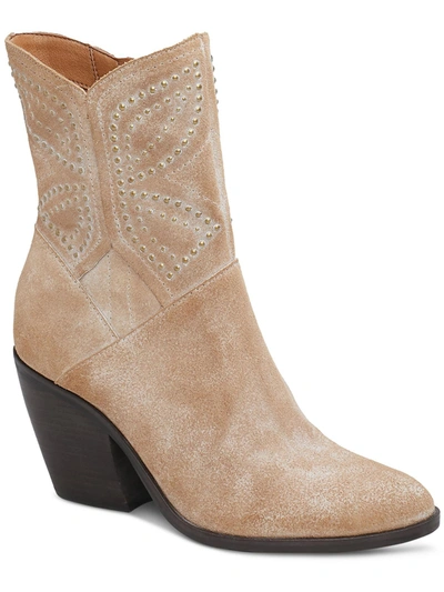 Shop Lucky Brand Lakelon Womens Suede Studded Cowboy, Western Boots In Multi