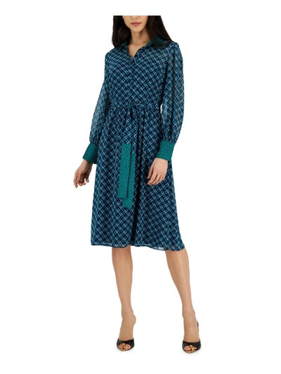 Shop Tahari Womens Chiffon Pattern Midi Dress In Multi
