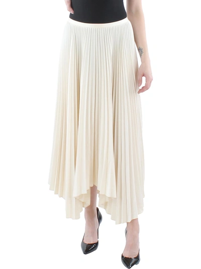 Shop Polo Ralph Lauren Womens Pleated Midi Asymmetrical Skirt In Beige
