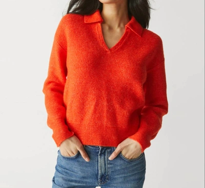 Shop Michael Stars Stevie Collard Pullover In Tangerine In Orange