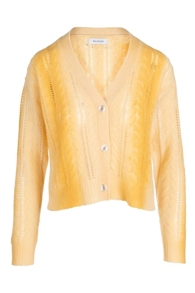 Shop Naadam Cashmere Lofty Cable Cardigan In Pale Yellow