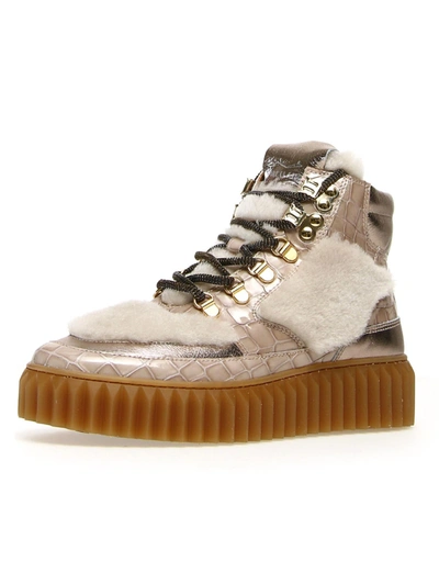 Shop Voile Blanche Eva Hike 0e01 Printed Leather Shearling Beige