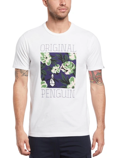 Shop Original Penguin Mens Cotton Foral Graphic T-shirt In White
