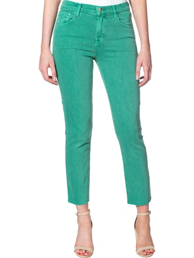 Shop J Brand Ruby Womens Denim Color Wash Cigarette Jeans In Green