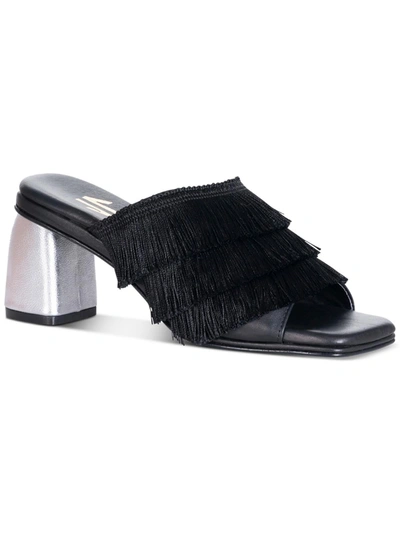 Shop Silvia Cobos Cha Cha Womens Leather Fringe Block Heel In Black
