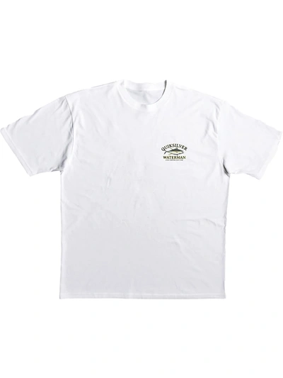 Shop Quiksilver Mens Cotton Logo Graphic T-shirt In White