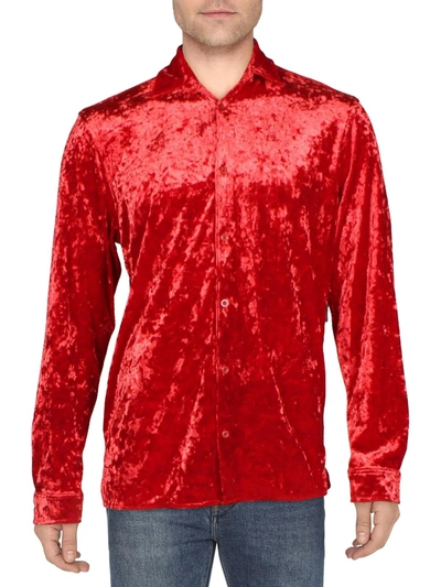 Shop Inc Mens Velvet Crinkled Button-down Shirt In Multi