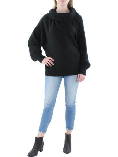 Shop Vince Camuto Plus Womens Knit Blouson Turtleneck Sweater In Black