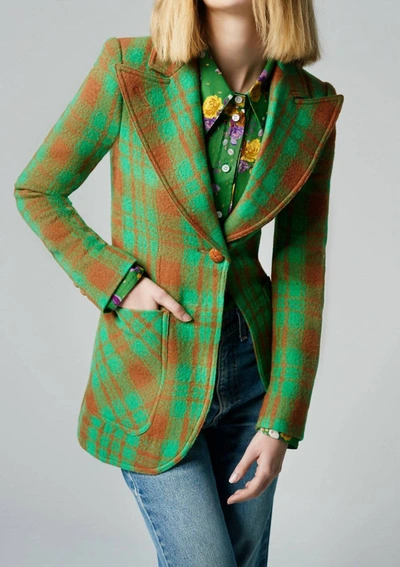 Shop Smythe Patch Pocket Birkin Blazer In Kelly Green Plaid In Multi