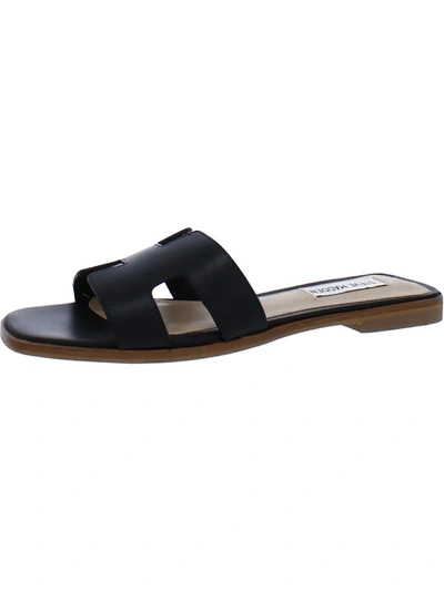 Shop Steve Madden Hadyn Womens Leather Open Toe Slide Sandals In Black