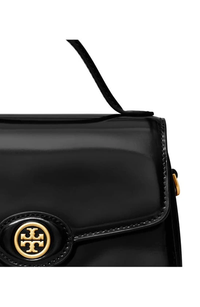 Shop Tory Burch Small Robinson Leather Top Handle Bag In Black