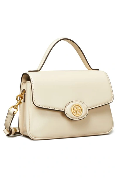 Shop Tory Burch Small Robinson Leather Top Handle Bag In Shea Butter