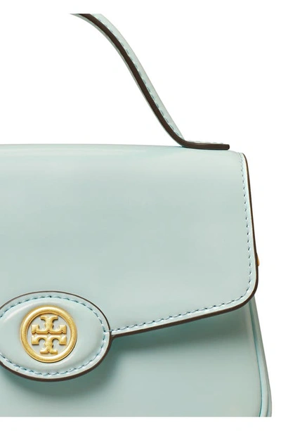 Shop Tory Burch Small Robinson Leather Top Handle Bag In Seabubble