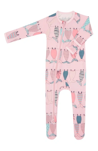 Shop Bestaroo Mermaid Tails Print Footie In Pink