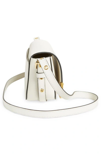 Shop Moschino Metal Corners Calfskin Shoulder Bag In White