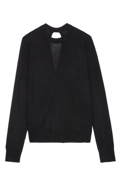 Shop Zadig & Voltaire Emma Wool Crewneck Sweater In Noir