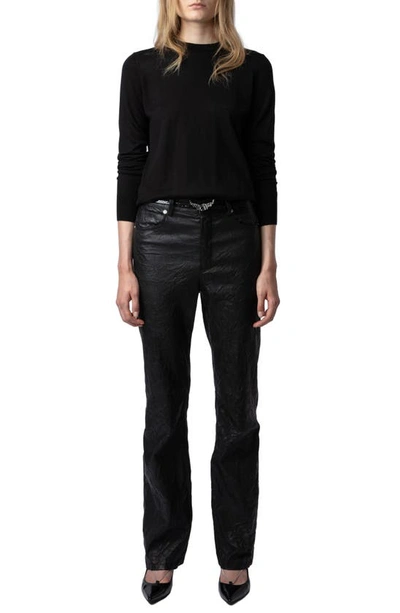 Shop Zadig & Voltaire Emma Wool Crewneck Sweater In Noir