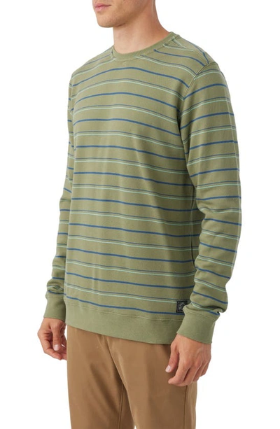 Shop O'neill Nash Stripe Crewneck Sweatshirt In Dust Green