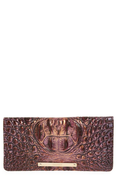 Shop Brahmin 'ady' Croc Embossed Continental Wallet In Fig Jam
