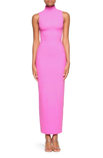 Shop Skims Fits Everybody Mock Neck Sleeveless Maxi Dress In Neon Orchid