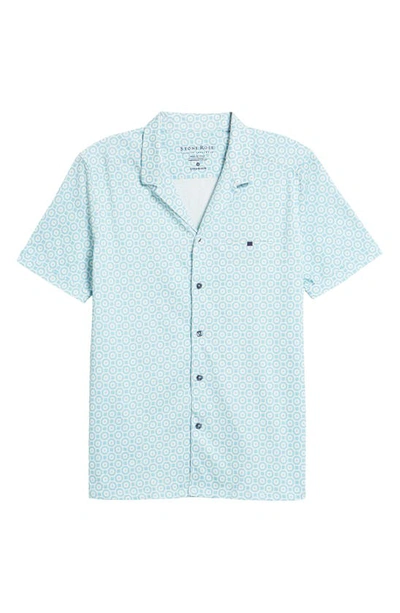 Shop Stone Rose Medallion Print Performance Short Sleeve Button-up Camp Shirt In Turquoise