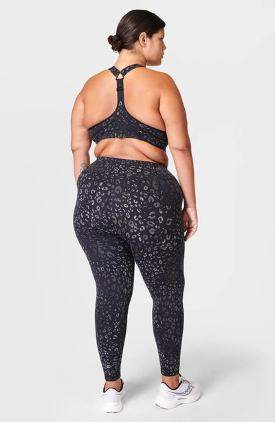 Shop Sweaty Betty Power Medium Impact Sports Bra In Black Reflective Leopard Print