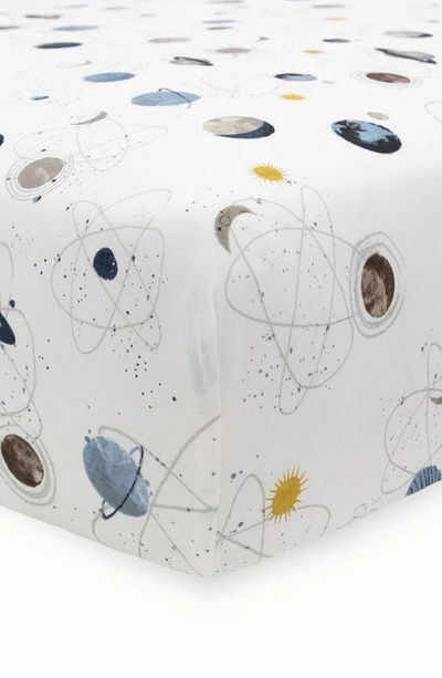 Little Unicorn Knit Crib Sheet In Small Planetary