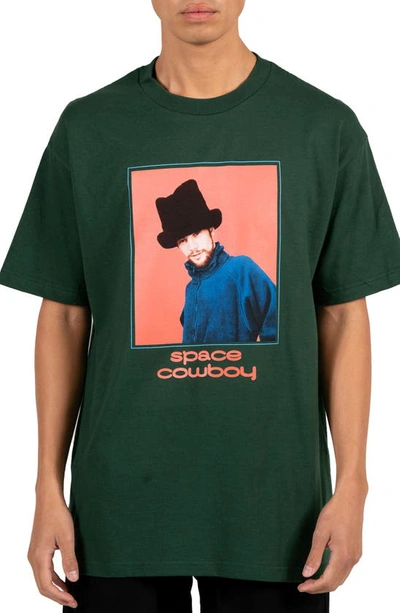 Shop Pleasures Space Cowboy Graphic T-shirt In Hunter Green