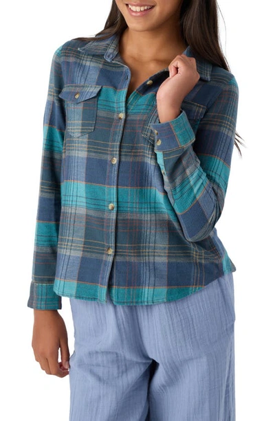 Shop O'neill Kids' Lonnie Plaid Cotton Flannel Button-up Shirt In Slate