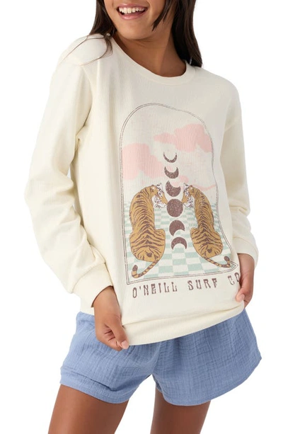 Shop O'neill Kids' Breakwater Cotton Graphic Sweatshirt In Winter White