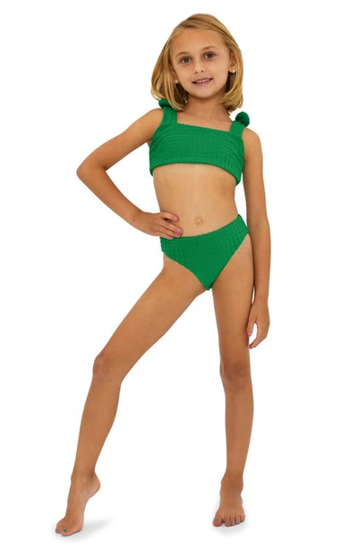 Shop Beach Riot Kids' Little Stella Two-piece Swimsuit In Jelly Bean Green