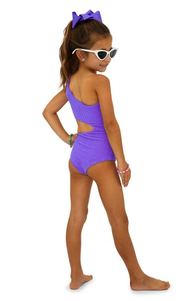 Shop Beach Riot Kids' Little Celine One-shoulder One-piece Swimsuit In Ultra Violet