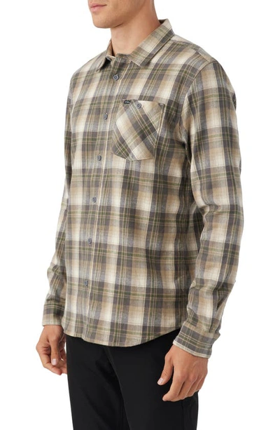 Shop O'neill Redmond Plaid Stretch Flannel Button-up Shirt In Khaki