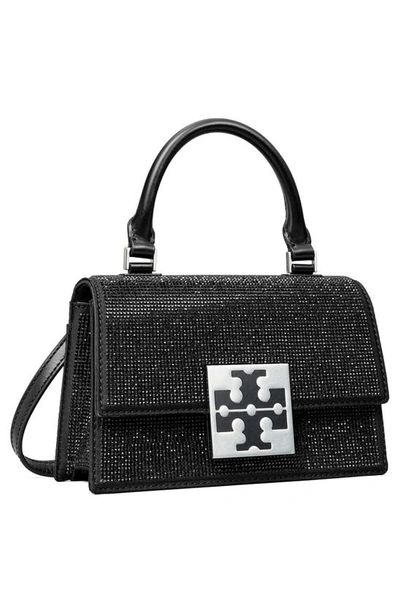 Shop Tory Burch Mini Trend Embellished Recycled Nylon Top Handle Bag In Black