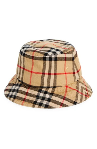 Shop Burberry Archive Check Cotton Twill Bucket Hat In Archive Beige