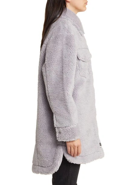 Shop Ugg Frankie Recycled Polyester Fleece Shirt Jacket In Cloudy Grey
