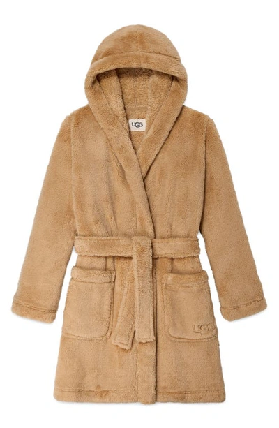 Shop Ugg Aarti Faux Shearling Hooded Robe In Oolong