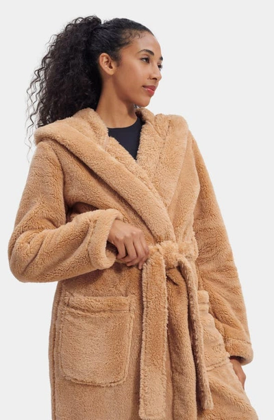 Shop Ugg Aarti Faux Shearling Hooded Robe In Oolong