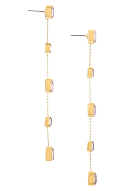 Ettika Baguette Crystal Linear Drop Earrings In Light Rose