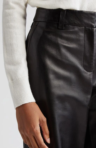 Shop Lafayette 148 Sullivan Wide Leg Lambskin Leather Pants In Black