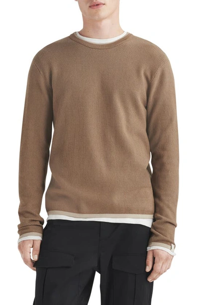 Shop Rag & Bone Harvey Crewneck Cotton & Linen Sweater In Taupe