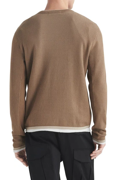 Shop Rag & Bone Harvey Crewneck Cotton & Linen Sweater In Taupe