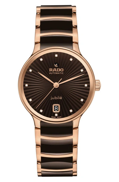 Shop Rado Centrix Automatic Bracelet Watch, 33mm In Brown