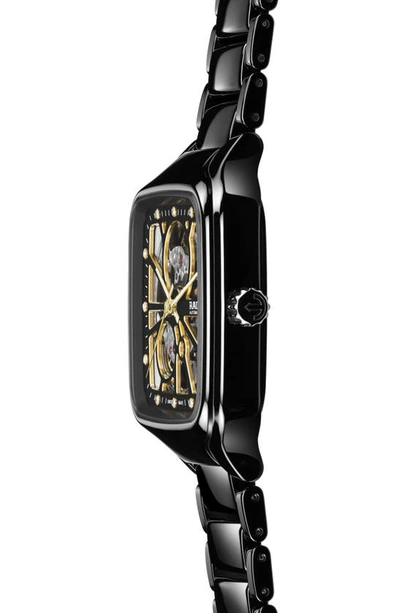 Rado True Square Open Heart Diamond Watch, 38mm In Black