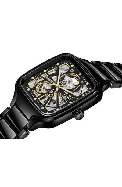 Rado True Square Open Heart Diamond Watch, 38mm In Black