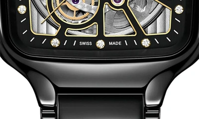 Rado True Square Open Heart Diamond Watch, 38mm In Black