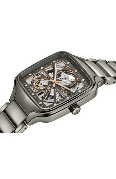 Rado True Square Open Heart Diamond Watch, 38mm In Gray