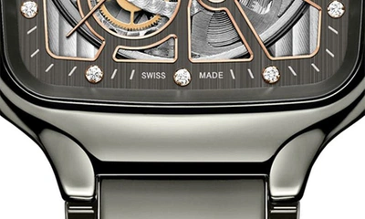 Rado True Square Open Heart Diamond Watch, 38mm In Gray