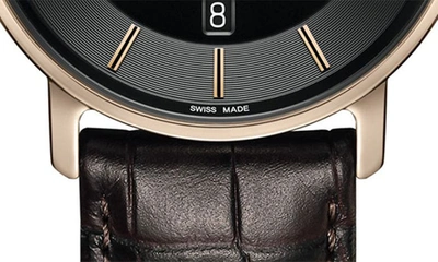 Shop Rado Diamaster Automatic Leather Strap Watch, 41mm In Black