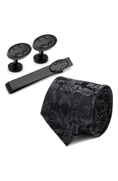 Shop Cufflinks, Inc The Dark Knight Batman Silk Tie, Tie Bar & Cuff Links Gift Set In Black